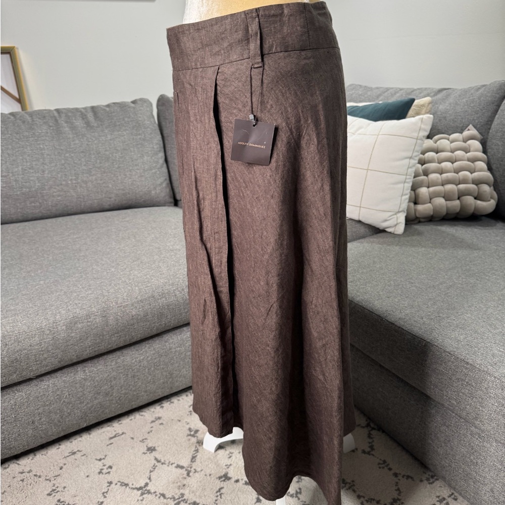 Adolfo Dominguez Brown Maxi A-Line Linen Skirt - Picture 3 of 13